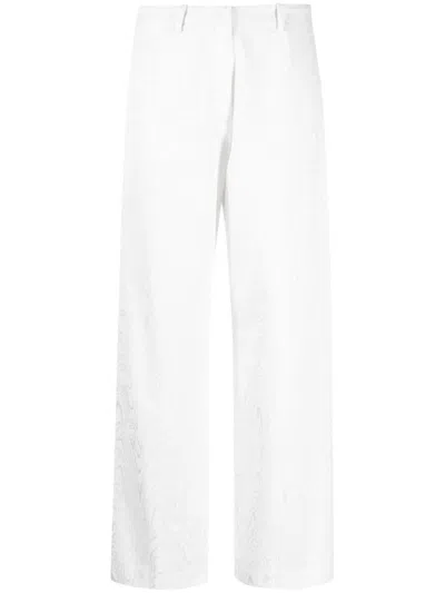 Forte Forte Wide-leg Jacquard Trousers In White