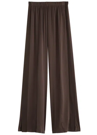 Forte Forte Forte_forte Wide-leg Stretch-silk Satin Trousers In Dark Red