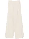Forte Forte Viscose Wool Slub Flat Front Pants In Beige
