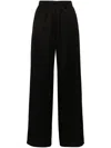 Forte Forte Wide-leg Trousers In Viscose And Wool Faille In Black