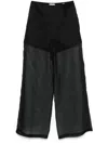Forte Forte Wide-legged Silk Trousers With Sheer Overlay In Black