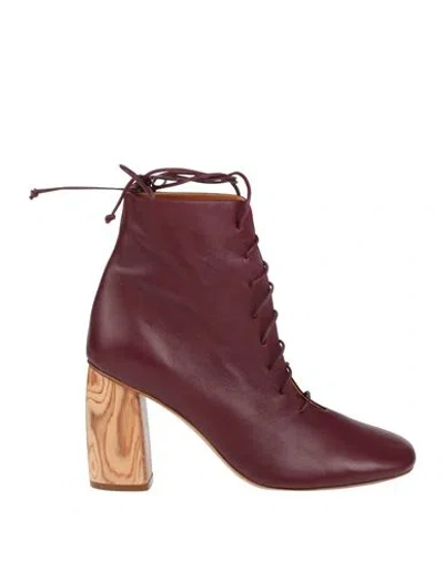 Forte Forte Forte_forte Woman Ankle Boots Burgundy Size 9 Leather In Multi