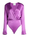 Forte Forte Forte_forte Woman Bodysuit Purple Size 2 Silk, Elastane In Purple