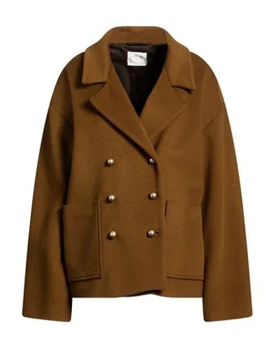 Forte Forte Forte_forte Woman Coat Khaki Size 3 Virgin Wool, Polyamide, Cashmere In Brown