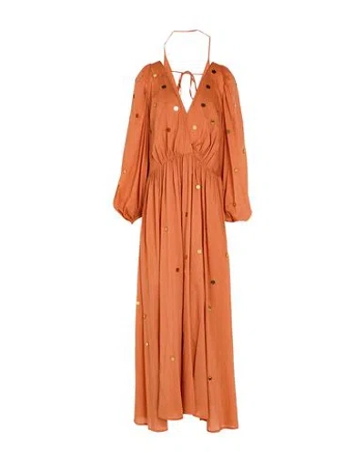 Forte Forte Forte_forte Woman Maxi Dress Mandarin Size 1 Cotton, Silk, Acrylic In Orange