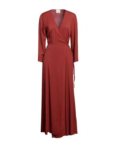 Forte Forte Forte_forte Woman Maxi Dress Rust Size 3 Acetate, Silk In Burgundy