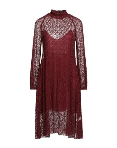 Forte Forte Forte_forte Woman Midi Dress Burgundy Size 0 Cotton, Polyamide, Acetate, Viscose