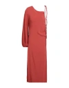 Forte Forte Forte_forte Woman Midi Dress Rust Size 1 Acetate, Silk In Red