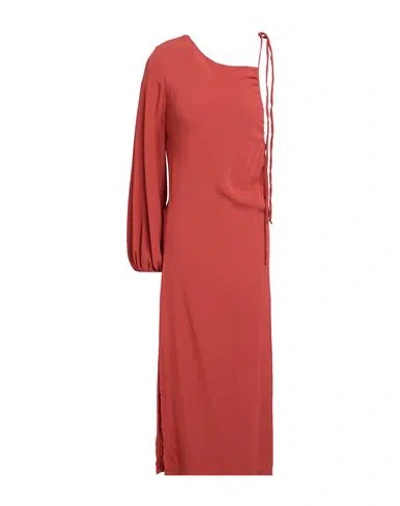 Forte Forte Forte_forte Woman Midi Dress Rust Size 1 Acetate, Silk In Red