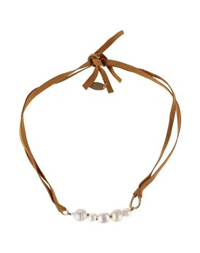 Forte Forte Forte_forte Woman Necklace Marigold Size - Soft Leather, Brass In Brown