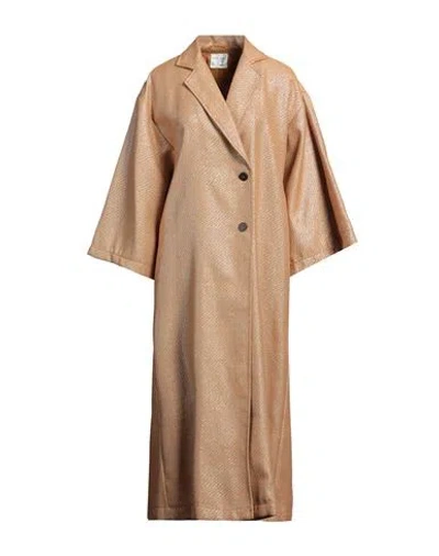 Forte Forte Forte_forte Woman Overcoat & Trench Coat Camel Size 2 Cotton, Polyester, Metallic Polyester In Sand