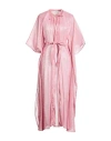 Forte Forte Forte_forte Woman Overcoat & Trench Coat Pink Size Onesize Silk, Metallic Polyester In Pink