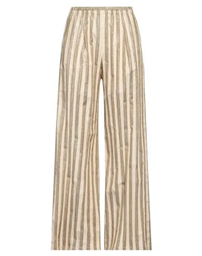 Forte Forte Forte_forte Woman Pants Beige Size 4 Polyester, Synthetic Fibers, Cotton, Linen, Metallic Polyester In Brown