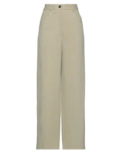 Forte Forte Forte_forte Woman Pants Sage Green Size 00 Cotton, Linen, Acrylic, Wool
