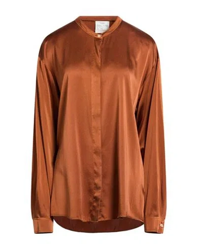 Forte Forte Forte_forte Woman Shirt Brown Size 4 Silk, Elastane