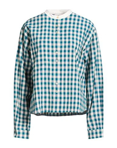 Forte Forte Forte_forte Woman Shirt Deep Teal Size 4 Cotton, Polyester, Viscose, Polyamide, Elastane In Multi