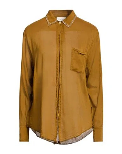 Forte Forte Forte_forte Woman Shirt Mustard Size 0 Cotton, Silk, Glass In Brown