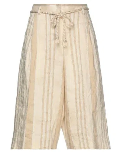 Forte Forte Forte_forte Woman Shorts & Bermuda Shorts Beige Size 00 Linen, Silk, Metallic Polyester In Sand