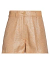 Forte Forte Forte_forte Woman Shorts & Bermuda Shorts Camel Size 00 Cotton, Polyester, Metallic Polyester In Brown