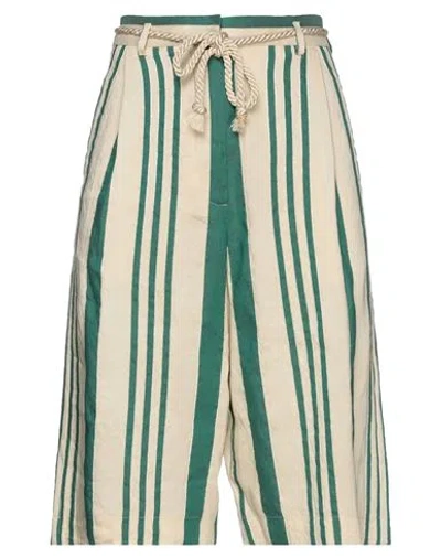Forte Forte Forte_forte Woman Shorts & Bermuda Shorts Green Size 0 Linen, Silk, Metallic Polyester