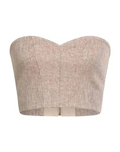 Forte Forte Forte_forte Woman Top Brown Size 2 Linen, Cotton, Polyester, Polyamide, Viscose