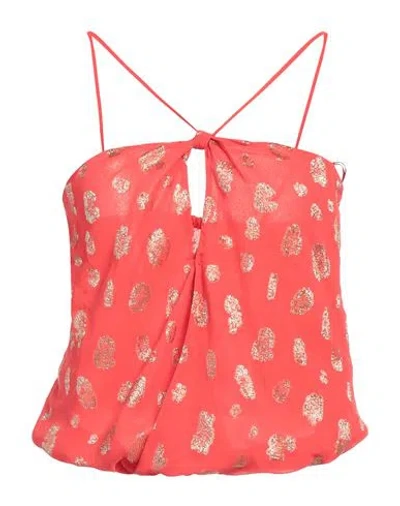 Forte Forte Forte_forte Woman Top Coral Size 1 Viscose, Metallic Polyester In Orange