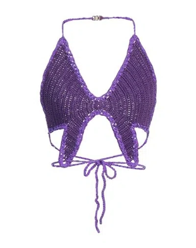 Forte Forte Forte_forte Woman Top Purple Size 2 Cotton, Polyamide, Elastane