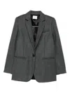 Forte Forte Herringbone Pattern Blazer Front Pockets In Gray