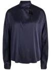 Forte Forte Forte_forte Wrap-front Stretch-silk Blouse In Blue