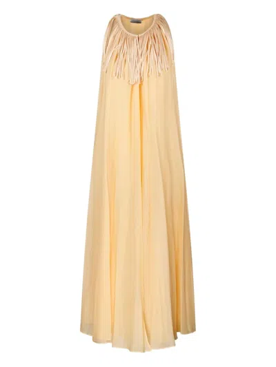 Forte Forte Fringe-detail Maxi Dress In Yellow
