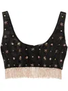 Forte Forte Fringed Bead-embellished Crop Top In Schwarz