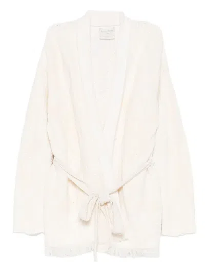 Forte Forte Fringed Belted Cardigan In White