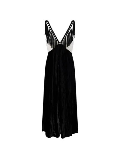 Forte Forte Fringe-trimmed Dress In Black