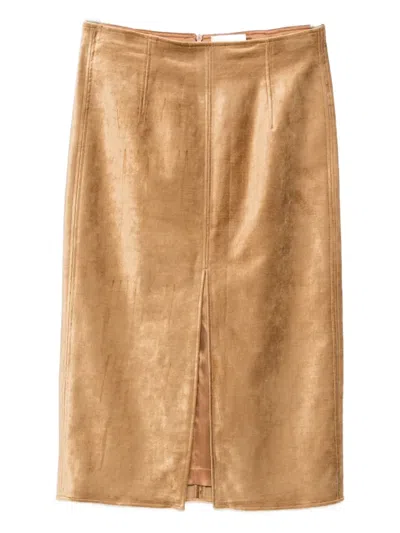 Forte Forte Front-slit Skirt In Brown