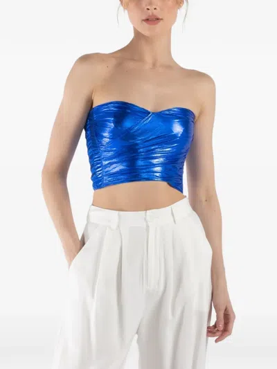 Forte Forte Gathered Strapless Blouse In Blue