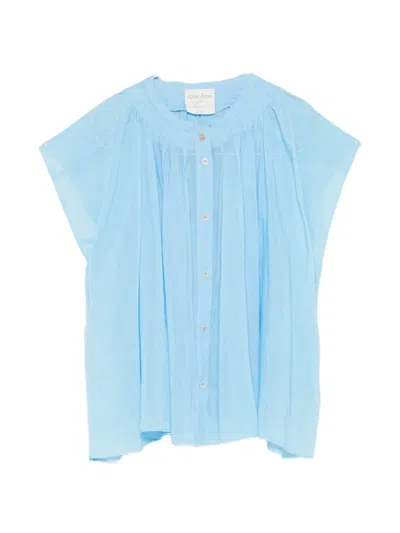 Forte Forte Gathered-detail Blouse In Blue