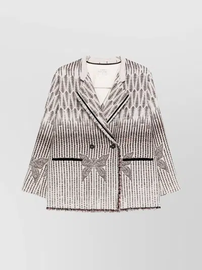 FORTE FORTE GEOMETRIC PATTERNED DOUBLE-BREASTED JACKET