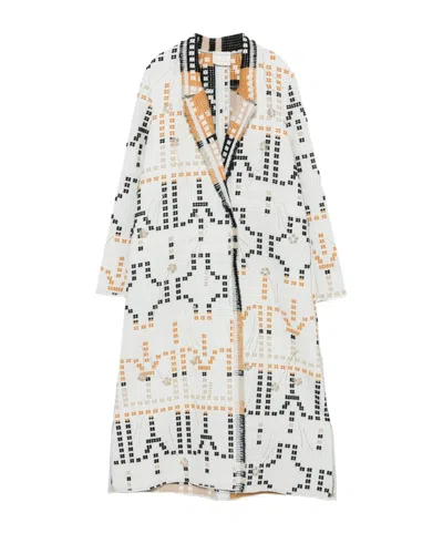 Forte Forte Geometric-pattern Jacket With Fringed Edges In White