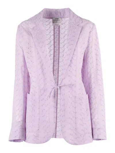 Forte Forte Broderie Anglaise Embroidered Cotton Jacket In Purple