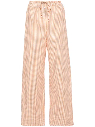 Forte Forte Grid-print Cotton Trousers In Brown