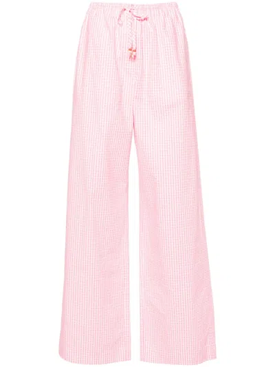 Forte Forte Gingham-check Wide-leg Trousers In White