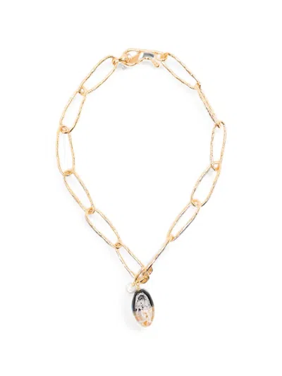 Forte Forte Glass-pendant Pearl-detail Necklace In Gold