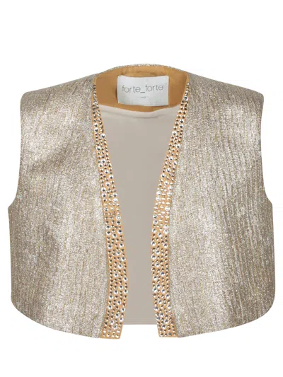 Forte Forte Gold Lurex Jacquard Vest In Metallic