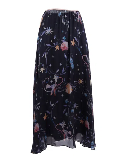 Forte Forte Gonna Chiffon Stampa "deliverance" In Blue