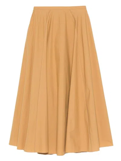 FORTE FORTE Camel-colored cotton midi skirt FORTE FORTE