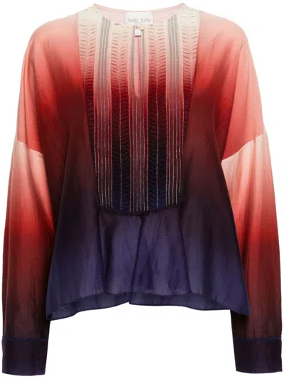 FORTE FORTE GRADIENT-EFFECT PLEAT-DETAIL BLOUSE