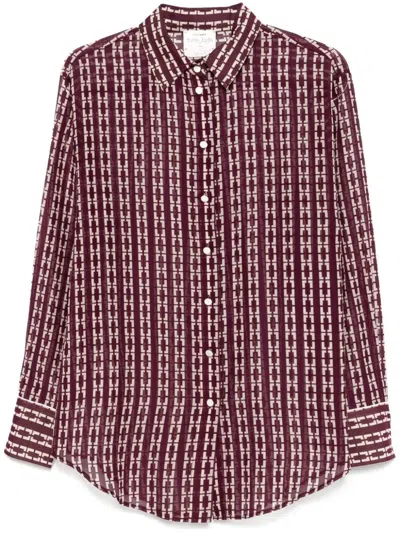 FORTE FORTE GRAPE PURPLE SHIRT WITH GEOMETRIC PRINT