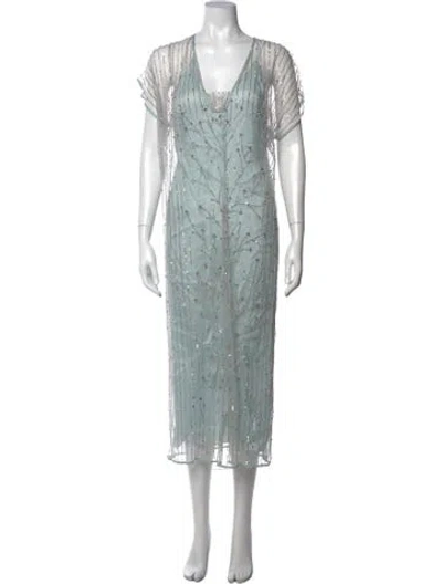 Pre-owned Forte Forte Graphic Print Long Dress W/ Tags In Blue