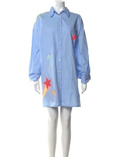 Pre-owned Forte Forte Graphic Print Mini Dress In Blue