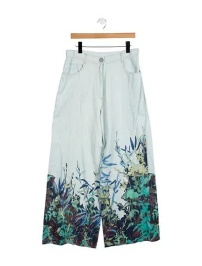 Pre-owned Forte Forte Graphic Print Wide Leg Pants W/ Tags In Blue